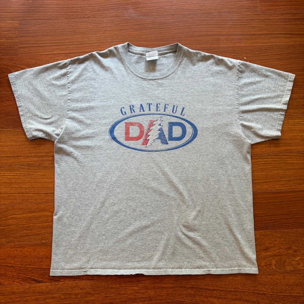 Vintage Mens Grateful Dad T-Shirt Size 2XL Gray Grateful Dead Dad Tee Bolt Logo